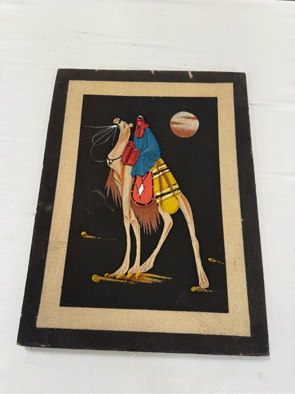 Camel and Desert Folk Art Sand art on Board Unframed Single Piece 12x15